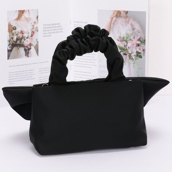 Nylon Top Handle Bag With Bow Front Clutch - Picture 9 of 12